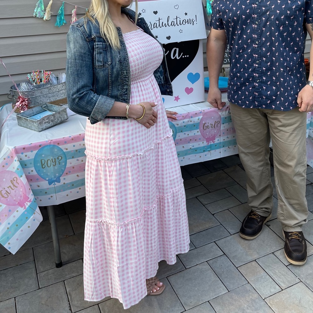 Pink plaid maxi dress